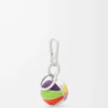 Breloque basket en cuir de veau et métal Multicolore