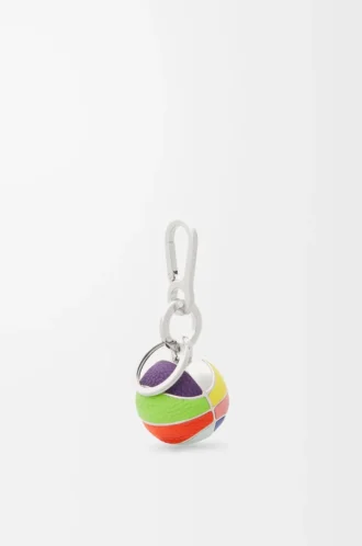 Breloque basket en cuir de veau et métal Multicolore
