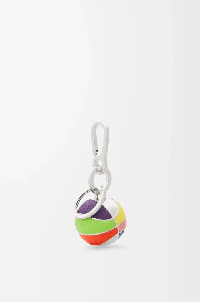 Breloque basket en cuir de veau et métal Multicolore