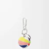 Breloque basket en cuir de veau et métal Multicolore