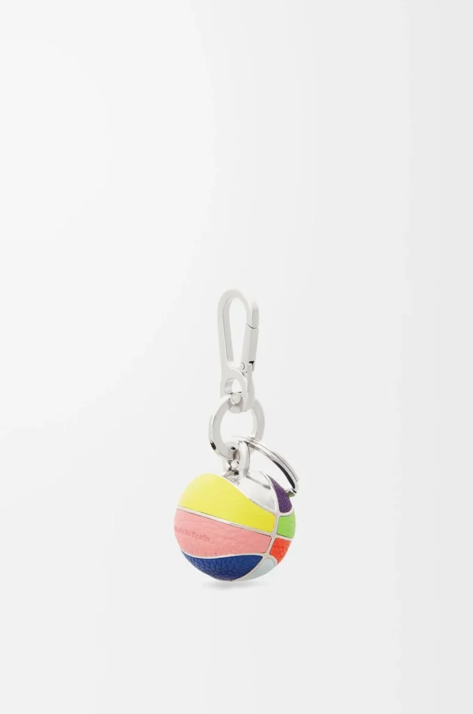 Breloque basket en cuir de veau et métal Multicolore