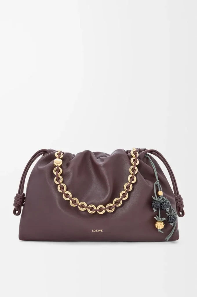 Breloque Berry en cuir de veau classique noir/vert