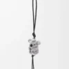 Breloque koala en feutre et cuir de veau gris clair/noir