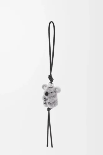 Breloque koala en feutre et cuir de veau gris clair/noir