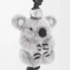 Breloque koala en feutre et cuir de veau gris clair/noir