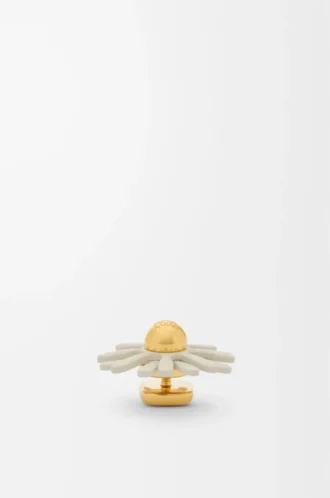 Broche fleur en cuir de veau Blanc