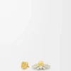 Broche fleur en cuir de veau Blanc
