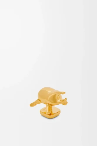 Broche scarabée en laiton doré