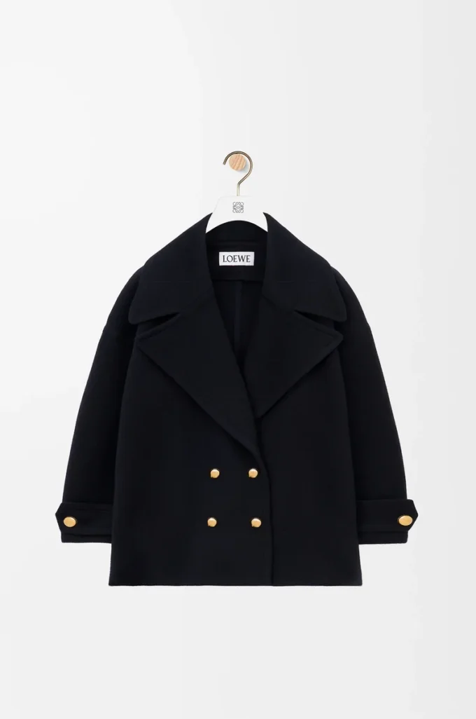 Caban en laine bleu nuit