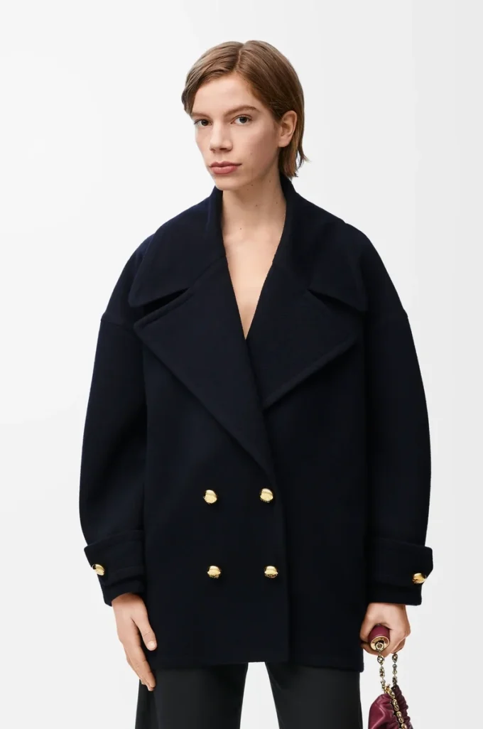 Caban en laine bleu nuit