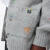 Cardigan ceinturé en laine gris/multicolore