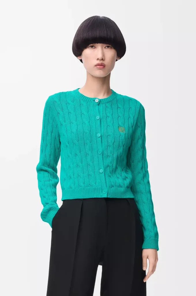 Cardigan en coton turquoise