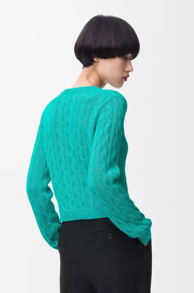 Cardigan en coton turquoise