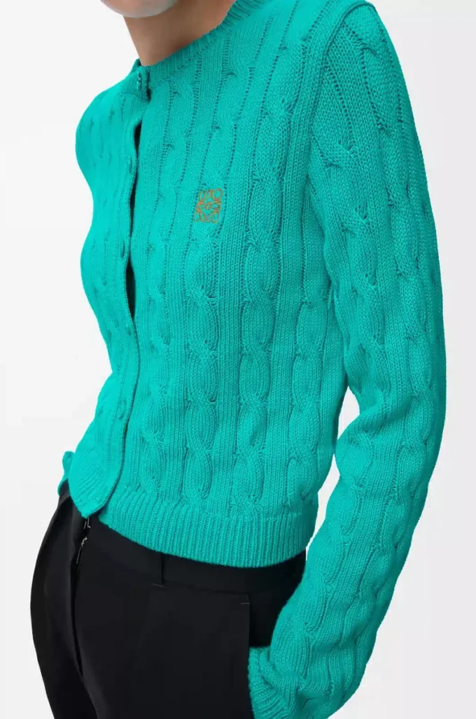 Cardigan en coton turquoise