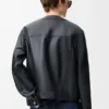 Cardigan en cuir d’agneau nappa noir Cardigan en cuir d’agneau nappa noir