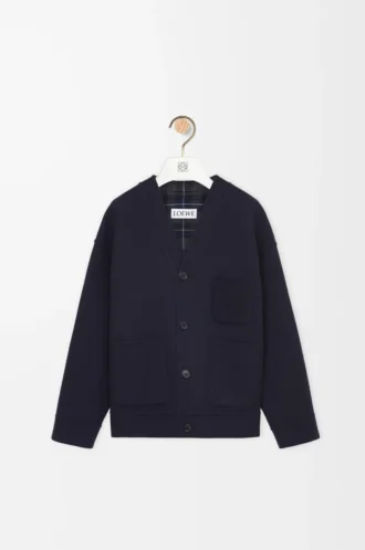 Cardigan en laine et cachemire Bleu marine/Gris