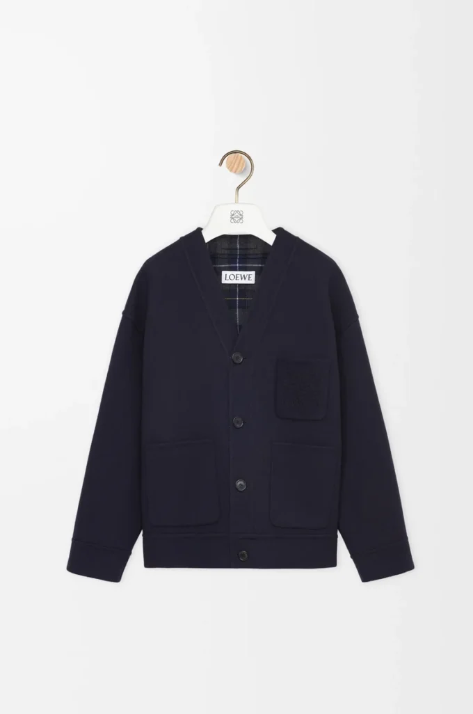Cardigan en laine et cachemire Bleu marine/Gris