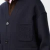 Cardigan en laine et cachemire Bleu marine/Gris