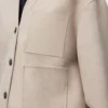 Cardigan en laine et cachemire Grès/Blanc