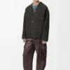 Cardigan en laine et soie Kaki/Bleu