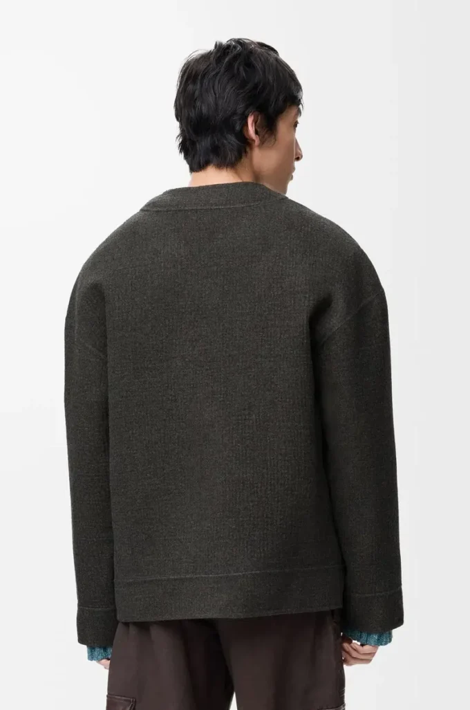 Cardigan en laine et soie Kaki/Bleu