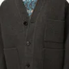 Cardigan en laine et soie Kaki/Bleu