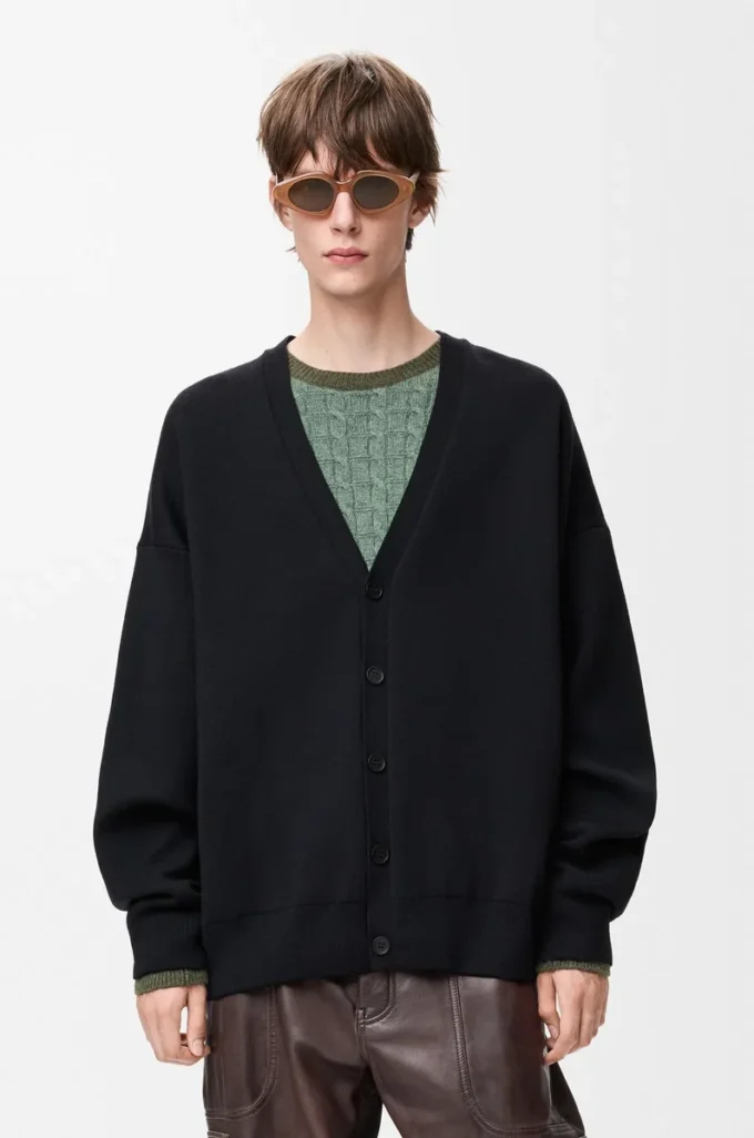 Cardigan en laine mélangée noir