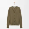 Cardigan en laine vert/vert kaki