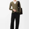 Cardigan en laine vert/vert kaki