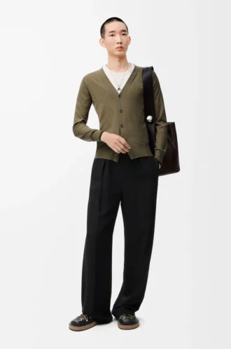 Cardigan en laine vert/vert kaki