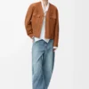 Cardigan en peau lainée couleur caramel Cardigan en peau lainée couleur caramel