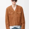 Cardigan en peau lainée couleur caramel Cardigan en peau lainée couleur caramel