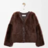 Cardigan en peau lainée Marron Cardigan en peau lainée Marron