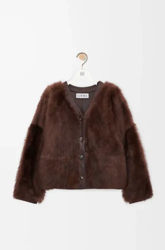 Cardigan en peau lainée Marron