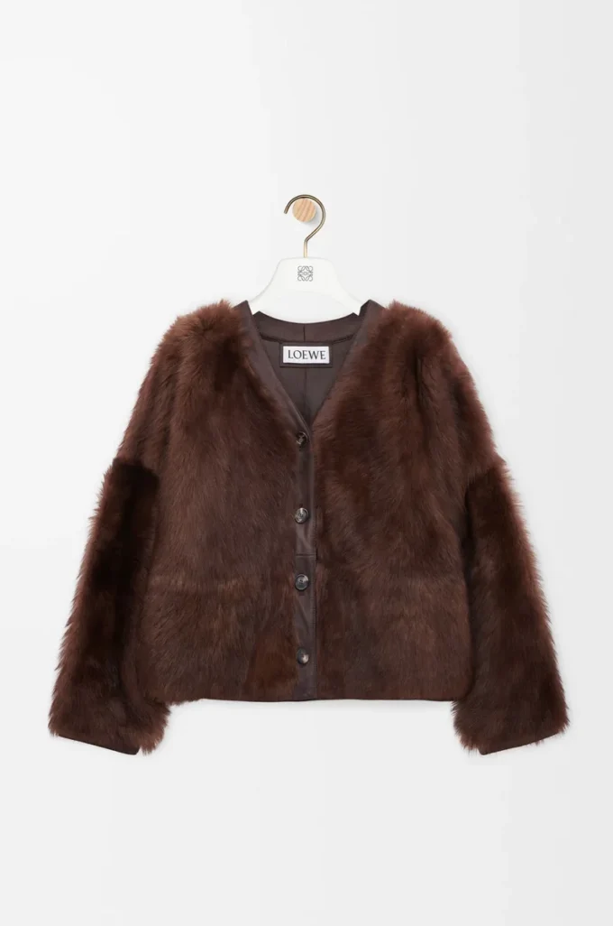 Cardigan en peau lainée Marron Cardigan en peau lainée Marron