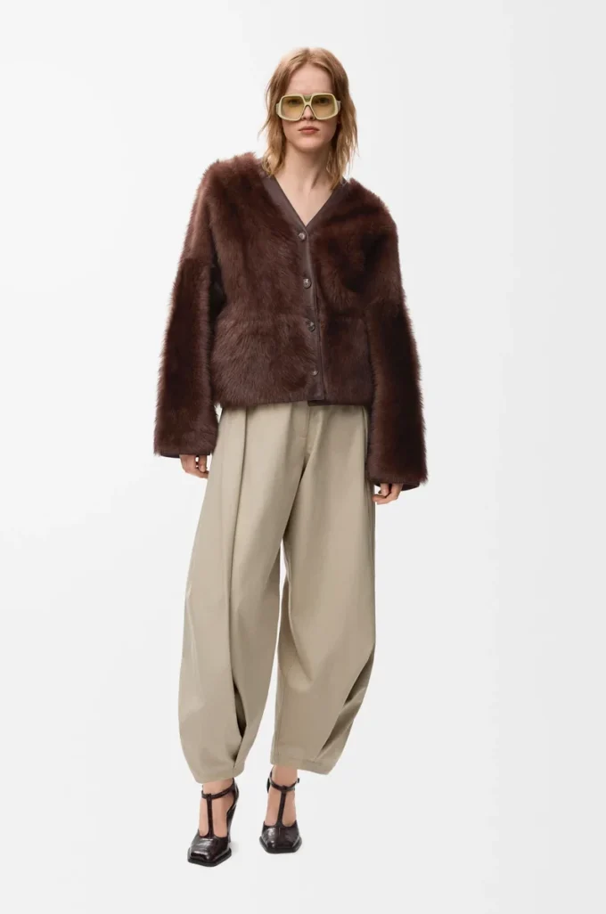 Cardigan en peau lainée Marron Cardigan en peau lainée Marron