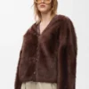 Cardigan en peau lainée Marron Cardigan en peau lainée Marron