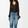Cardigan en viscose marron foncé