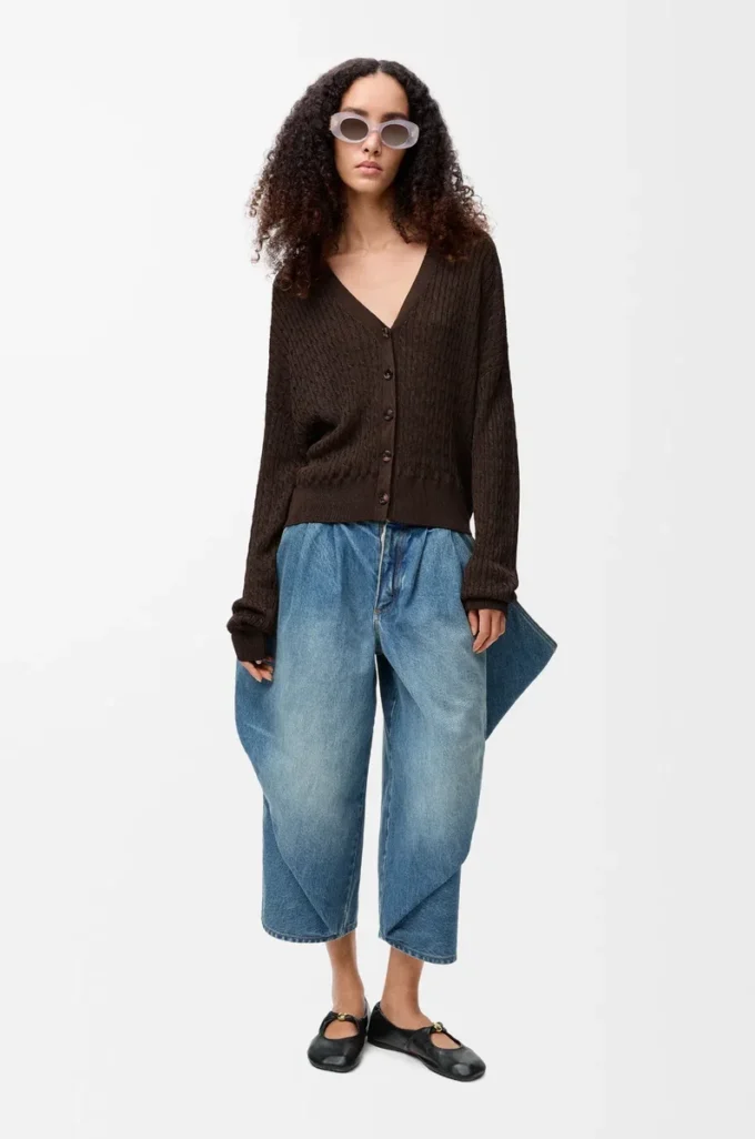 Cardigan en viscose marron foncé