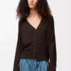 Cardigan en viscose marron foncé