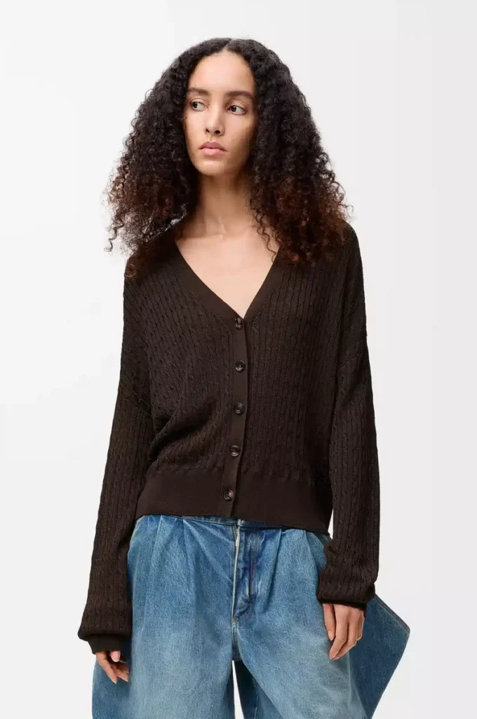 Cardigan en viscose marron foncé