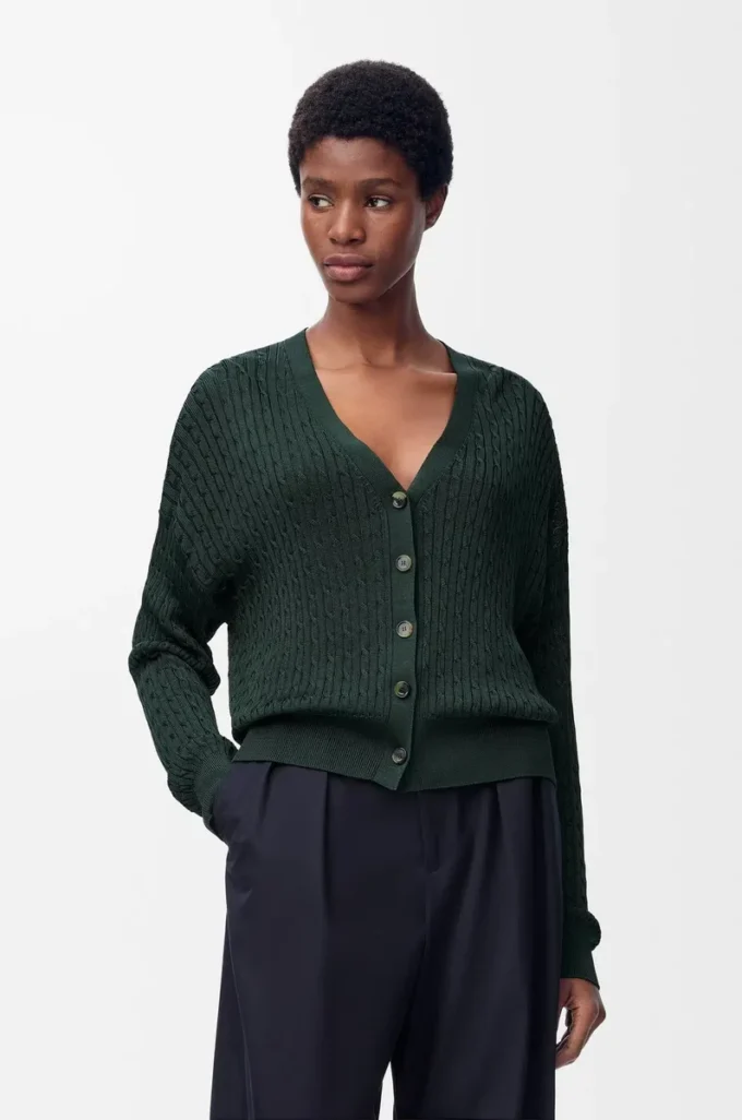 Cardigan en viscose vert foncé Cardigan en viscose vert foncé