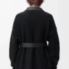 Cardigan hybride en cuir d&rsquo;agneau nappa et laine Noir/Noir