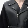 Cardigan hybride en cuir d&rsquo;agneau nappa et laine Noir/Noir