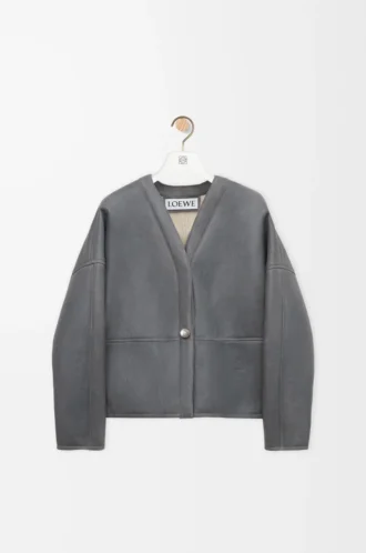 Cardigan Pebble en peau lainée gris clair