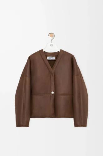 Cardigan Pebble en peau lainée Kaki brun