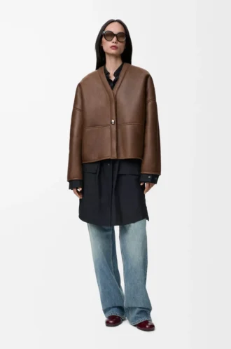 Cardigan Pebble en peau lainée Kaki brun