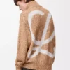 Cardigan zippé en coton, lin et laine Beige