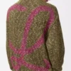 Cardigan zippé en coton, lin et laine Vert kaki