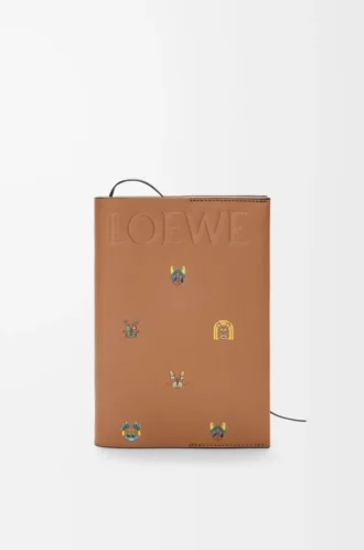 Carnet Chats en cuir de veau Moka